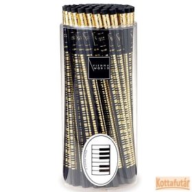   Ceruza, radíros végű, zongorabillentyűs mintával, fekete színű