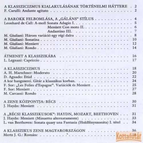 Évszázadok zenéje gitáron - Klasszicizmus