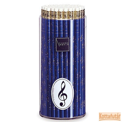 Ceruza, radíros végű, violinkulcsos mintával, kék