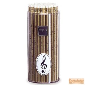 Ceruza, radíros végű, violinkulcsos mintával, arany