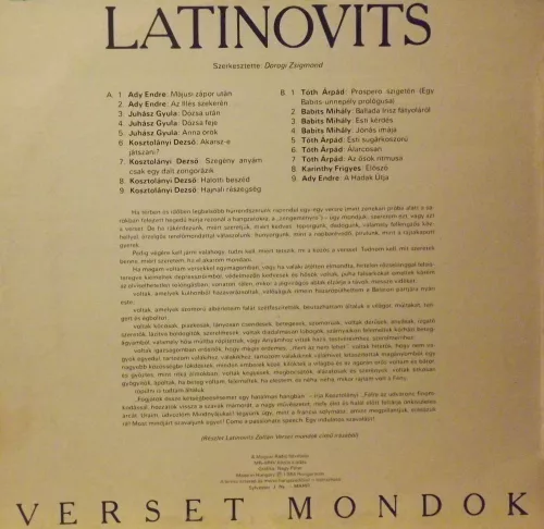LATINOVITS ZOLTÁN - Verset mondok (LP)