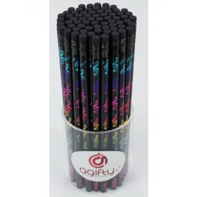   Ceruza, radíros végű, fekete alapon, színes violinkulcsokkal