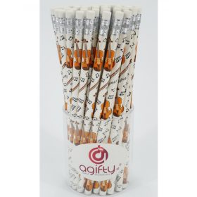   Ceruza, radíros végű, fehér alapon, hegedűs motívumokkal