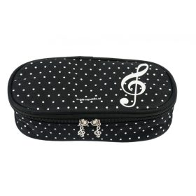 Tolltartó fekete színű, pöttyös, violinkulccsal
