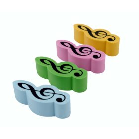 Színes violinkulcs alakú radír 4 db /csomag