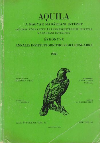Aquila: A Magyar Madártani Intézet évkönyve 1985