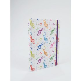 Fehér színű, színes violinkulcs mintás notesz