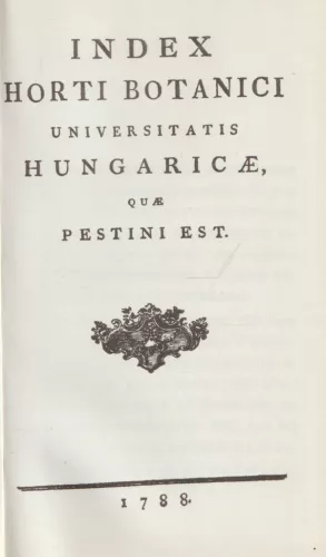 Index Horti BotaniciUniversitatis Hungaricae