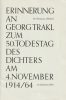 Erinnerung an Georg Trakl zum 50. Todestag des Dichters am 4. November 1914/64.