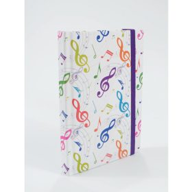   Gumis jegyzetfüzet, violinkulcsos és hangjegyes motívummal