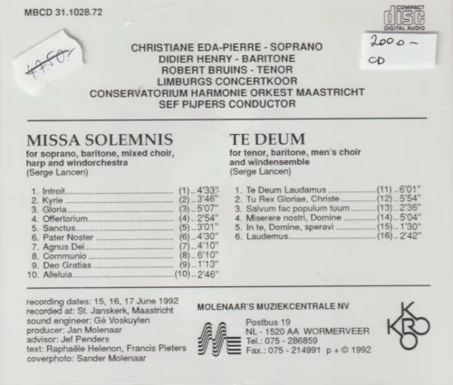 Missa Solemnis / Te Deum (CD)