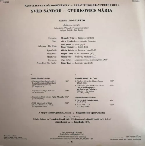 Svéd Sándor - Gyurkovics Mária (LP)