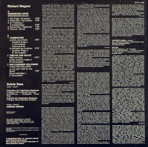 Sass Szilvia - Wagner-dalok (LP)