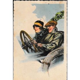 Hölgy és úr nyitott autóban