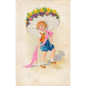 Gyermek virágcsokorral