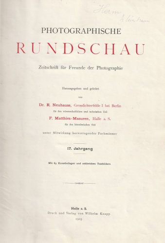 Photographische Rundschau 1903 II. rész