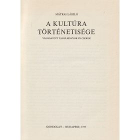 A kultúra történetisége